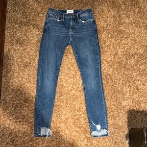Frame Blue Distressed Skinny Jeans